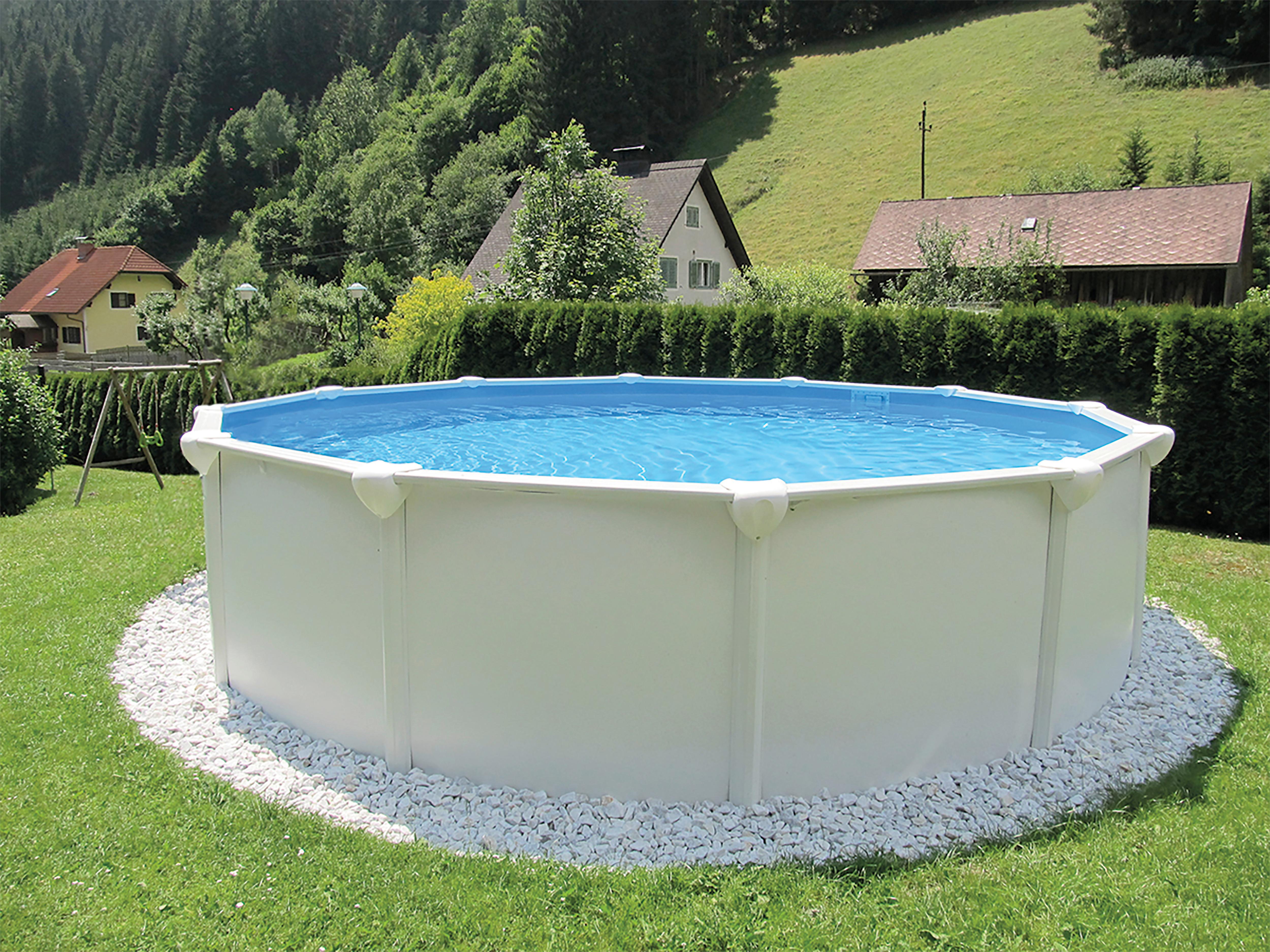 Schwimmbecken Steely Supreme Ø 360 cm - Blau/Weiß, MODERN, Kunststoff/Metall (360/132cm)