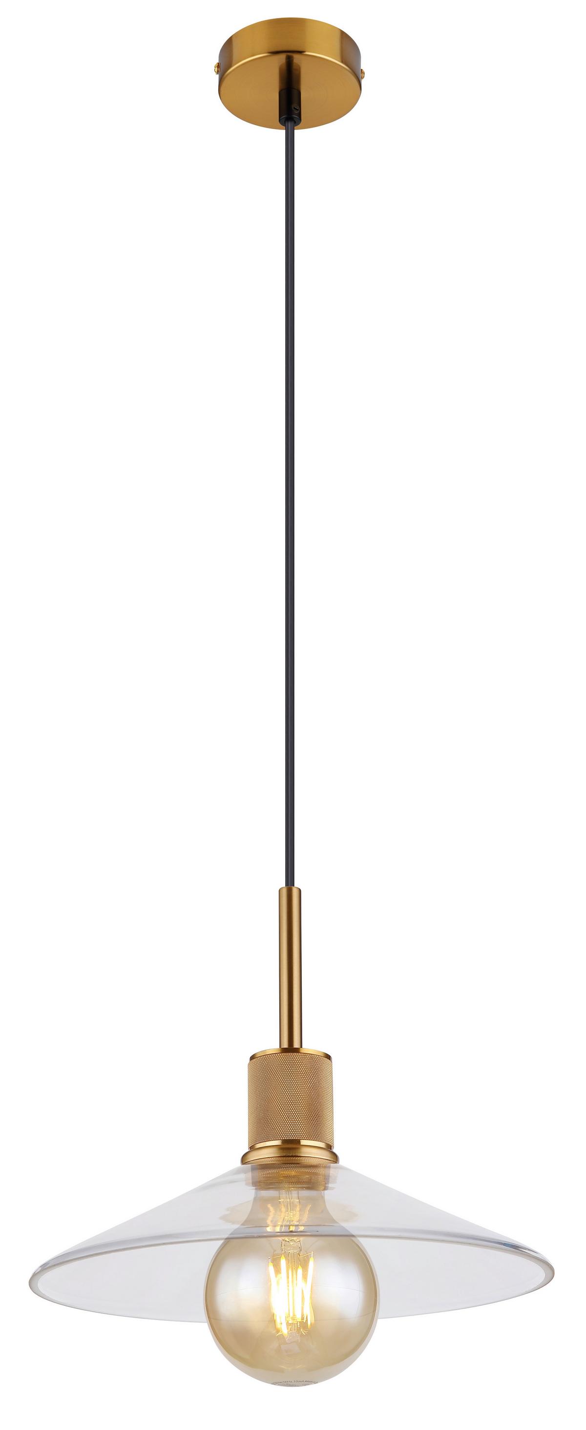 Függőlámpa 15461h - fekete/sárgaréz, Design, Üveg/fém (28/120cm) - Globo