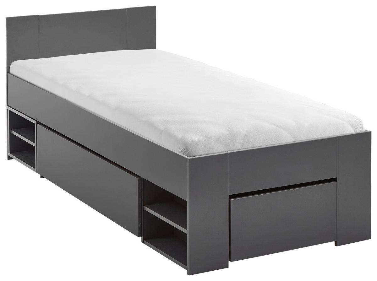 Bett Azurro 2-90 Anthrazit - Anthrazit, MODERN, Holzwerkstoff (90/200cm) - Mömax