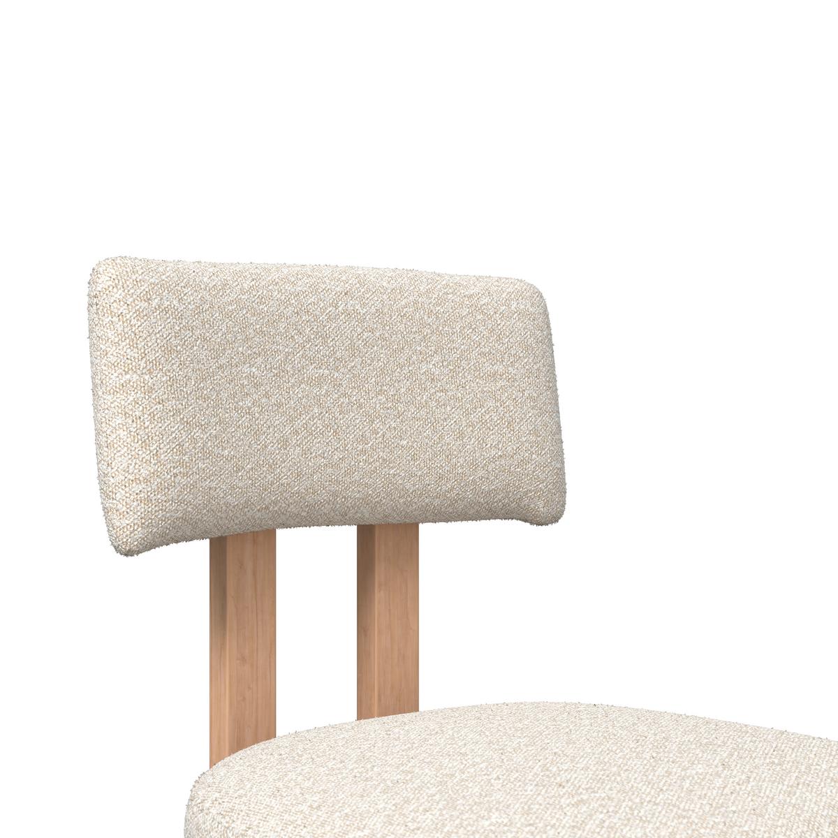 Barhocker Jonna Creme Bouclé Gepolstert - Creme/Naturfarben, MODERN, Holz/Textil (51/102/54cm) - Bessagi Home