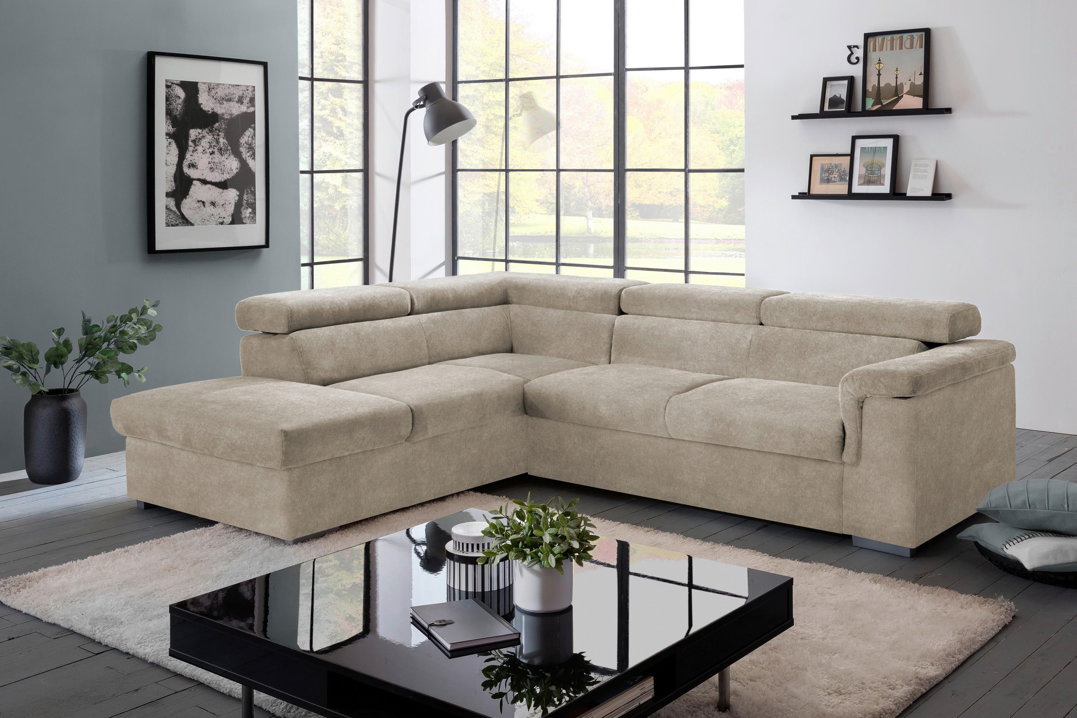 Wohnlandschaft Milla Beige ca. 217x252 cm - Platinfarben, Basics, Holz/Textil (217/252cm) - MID.YOU