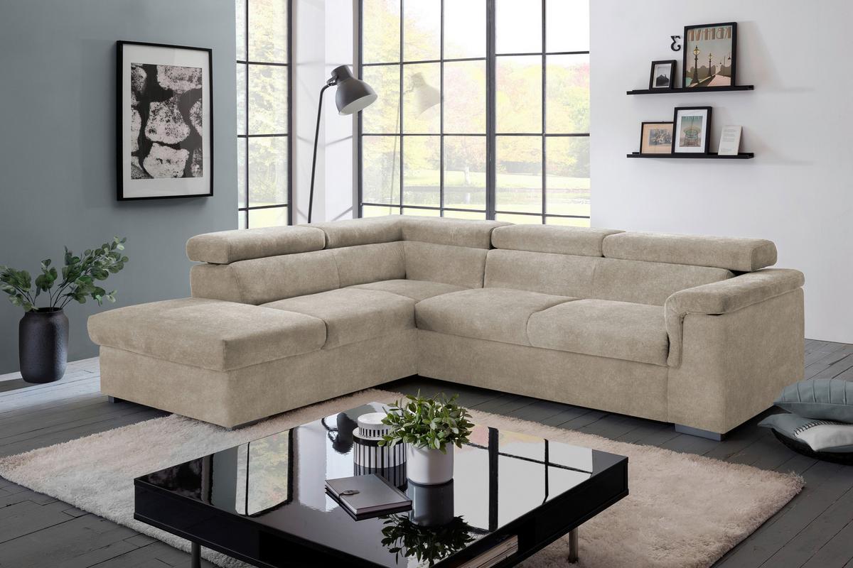 Wohnlandschaft Milla Beige ca. 217x252 cm - Platinfarben, Basics, Holz/Textil (217/252cm) - MID.YOU