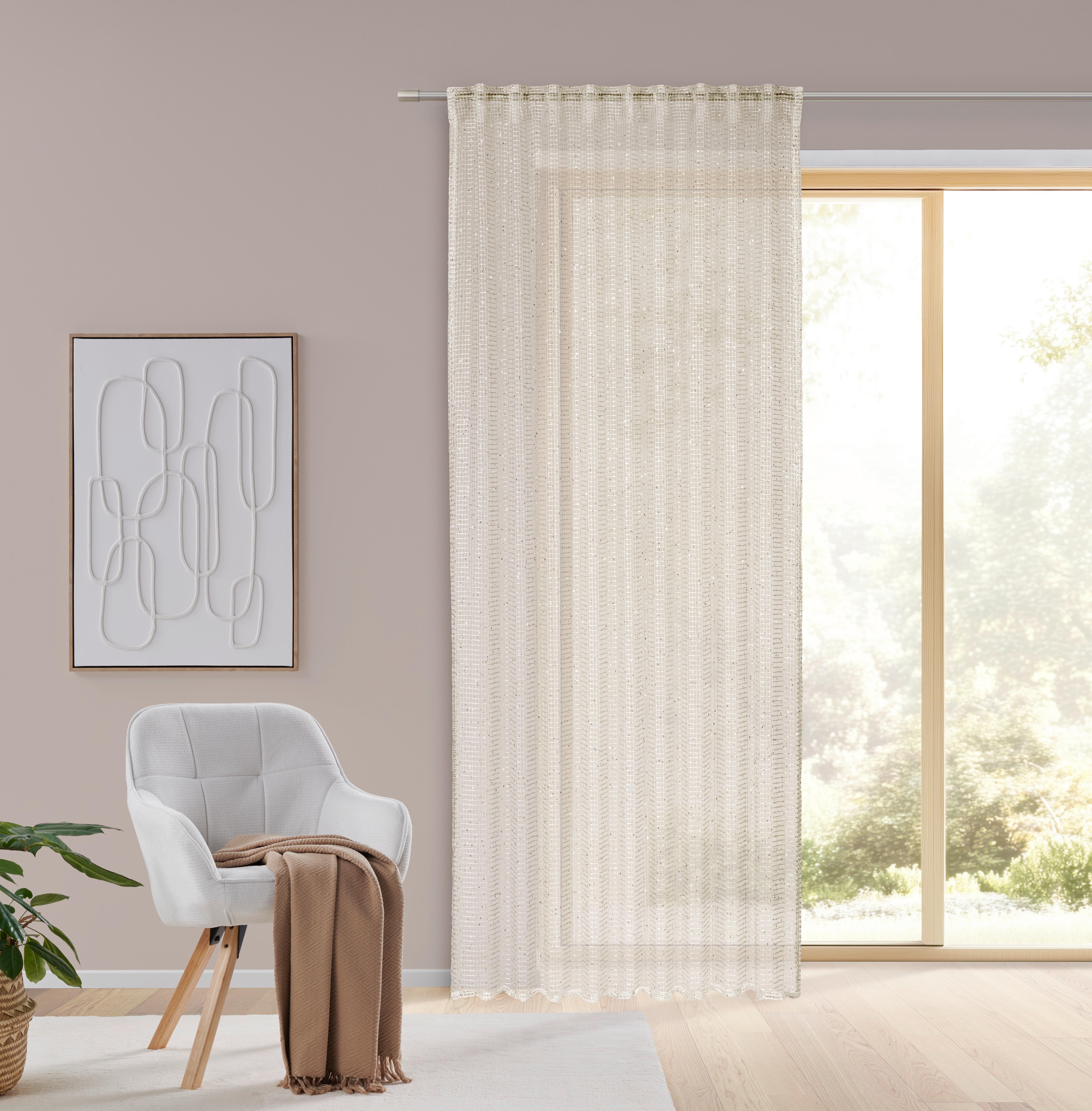FERTIGVORHANG SPARKLE - Champagner/Beige, Textil (140/245cm) - Mömax