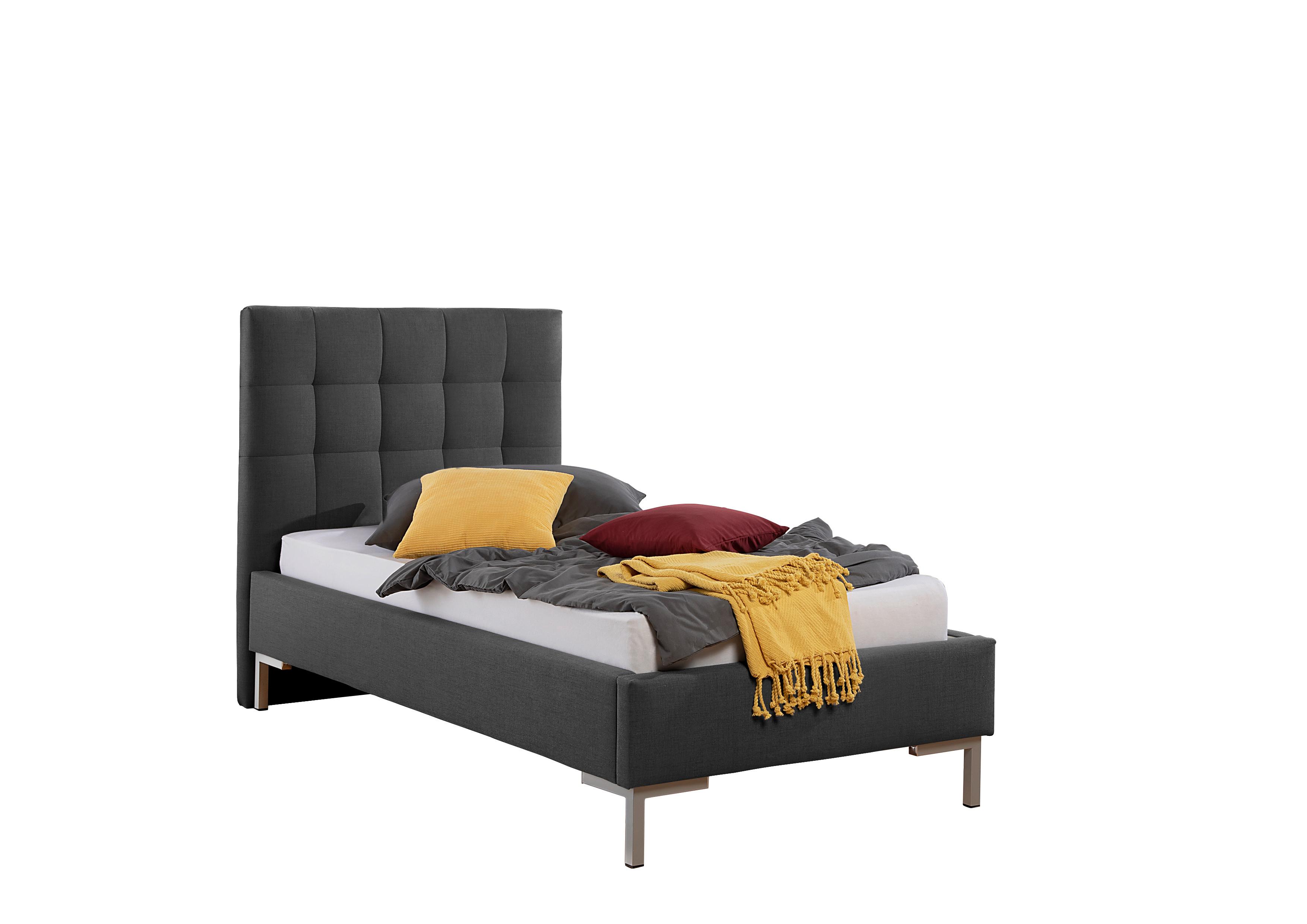 Polsterbett Maurizio Grau ca. 100x200 cm - Anthrazit/Silberfarben, MODERN, Textil/Metall (100/200cm) - Livetastic