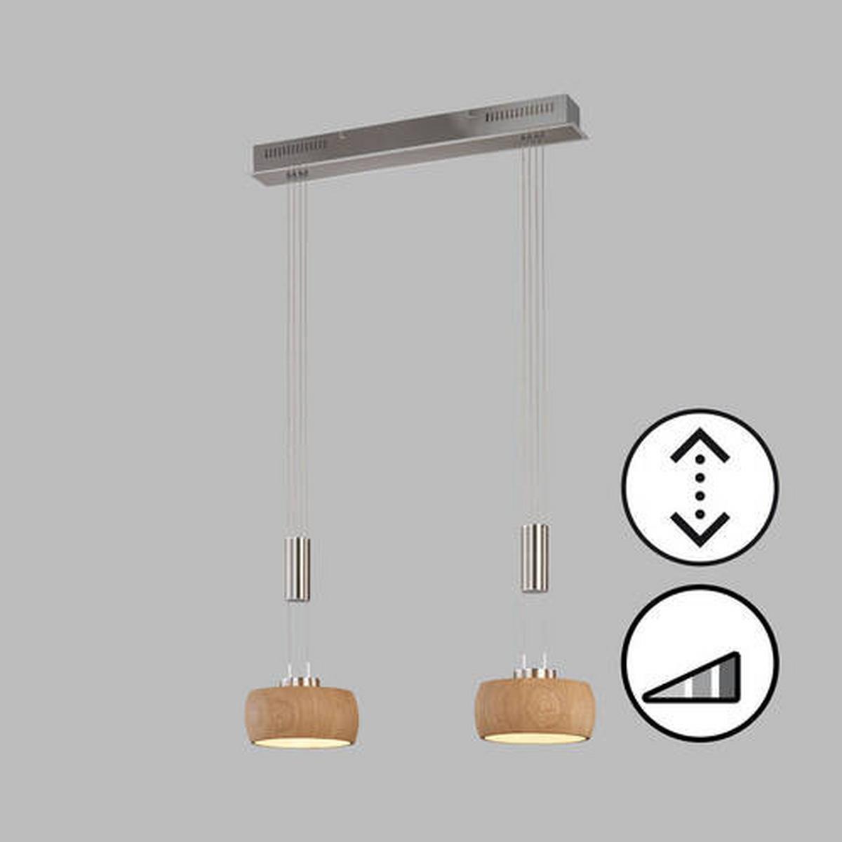 LAMPA WISZĄCA LED 61074 SHINE-WOOD - Natur, metal/drewno (65/21/150cm) - Fischer & Honsel