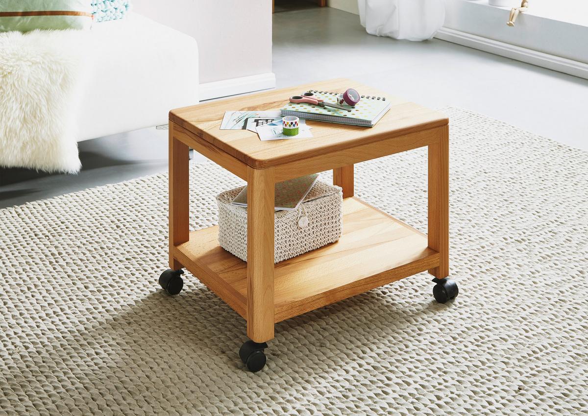 STOLIK BOCZNY KASIMIR - kolor bukowy, Design, tworzywo sztuczne/drewno (50/40/40cm) - Livetastic