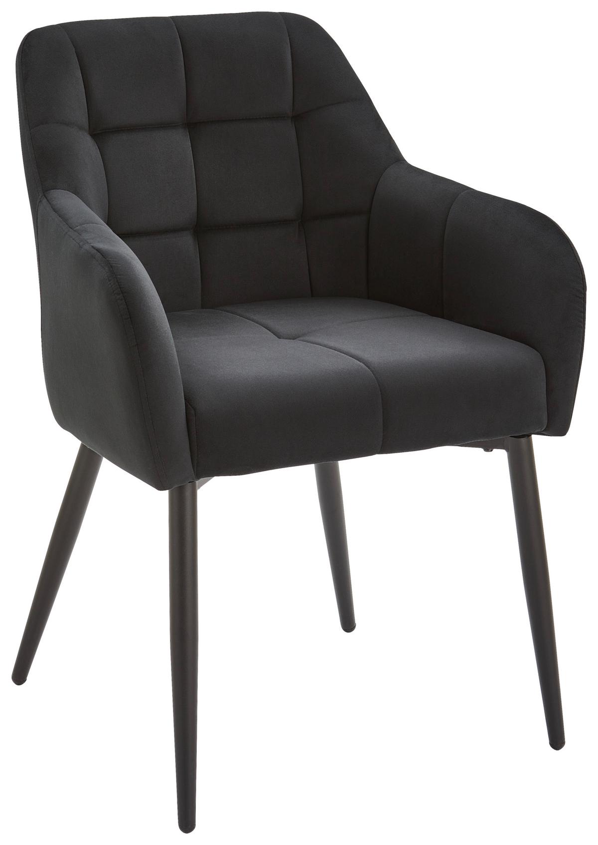 KRZESŁO Z PODŁOKIETNIKAMI HANNA - ciemnoszary/czarny, Modern, metal/tkanina (60/82/60cm) - Livetastic