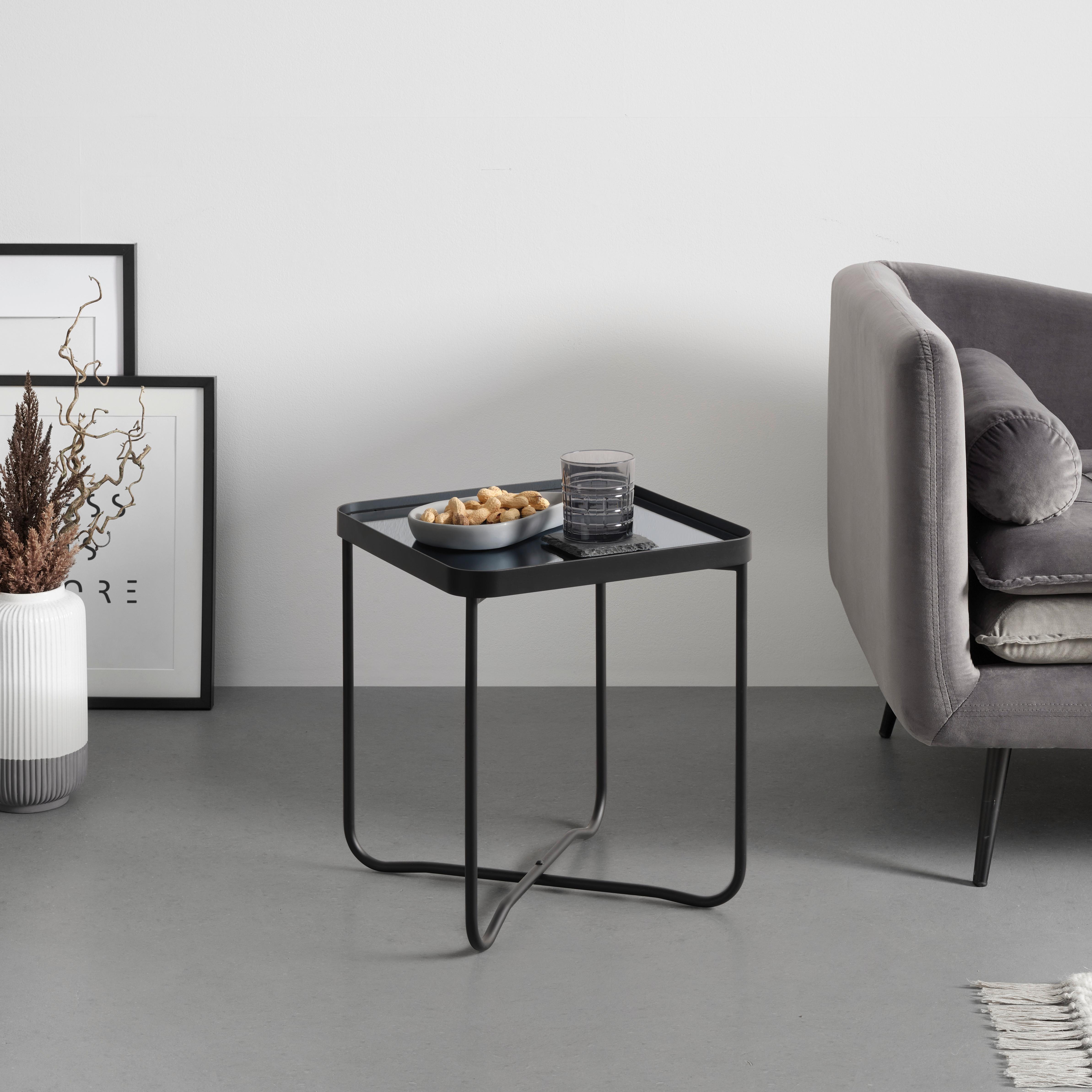 BEISTELLTISCH NOBILE -TREND- -BASED- - Schwarz, MODERN, Glas/Metall (37/42/37cm) - Based
