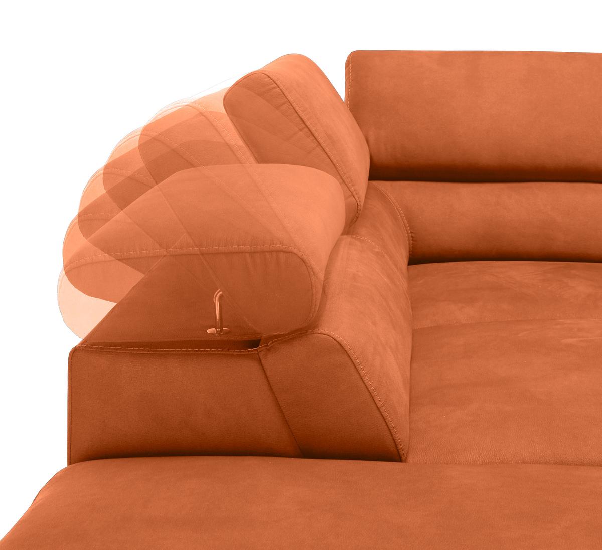 Ecksofa Carmen Orange - Chromfarben/Schwarz, KONVENTIONELL, Holz/Textil (292/93/226cm) - Premium Living