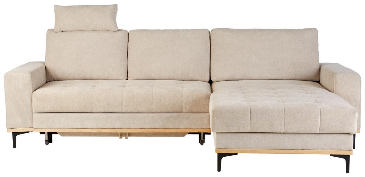 Sedežna Garnitura Casper, -Top-, Z Ležiščem In Predalom - črna/bež, Konvencionalno, kovina/tekstil (272/87/171cm) - Top ponudba