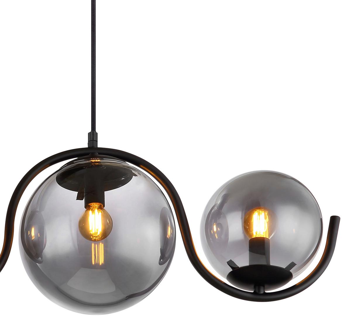 HÄNGELEUCHTE PORRY SCHWARZ B: 20CM 5-FLM. - Schwarz, Basics, Glas/Metall (100/20/120cm) - Globo