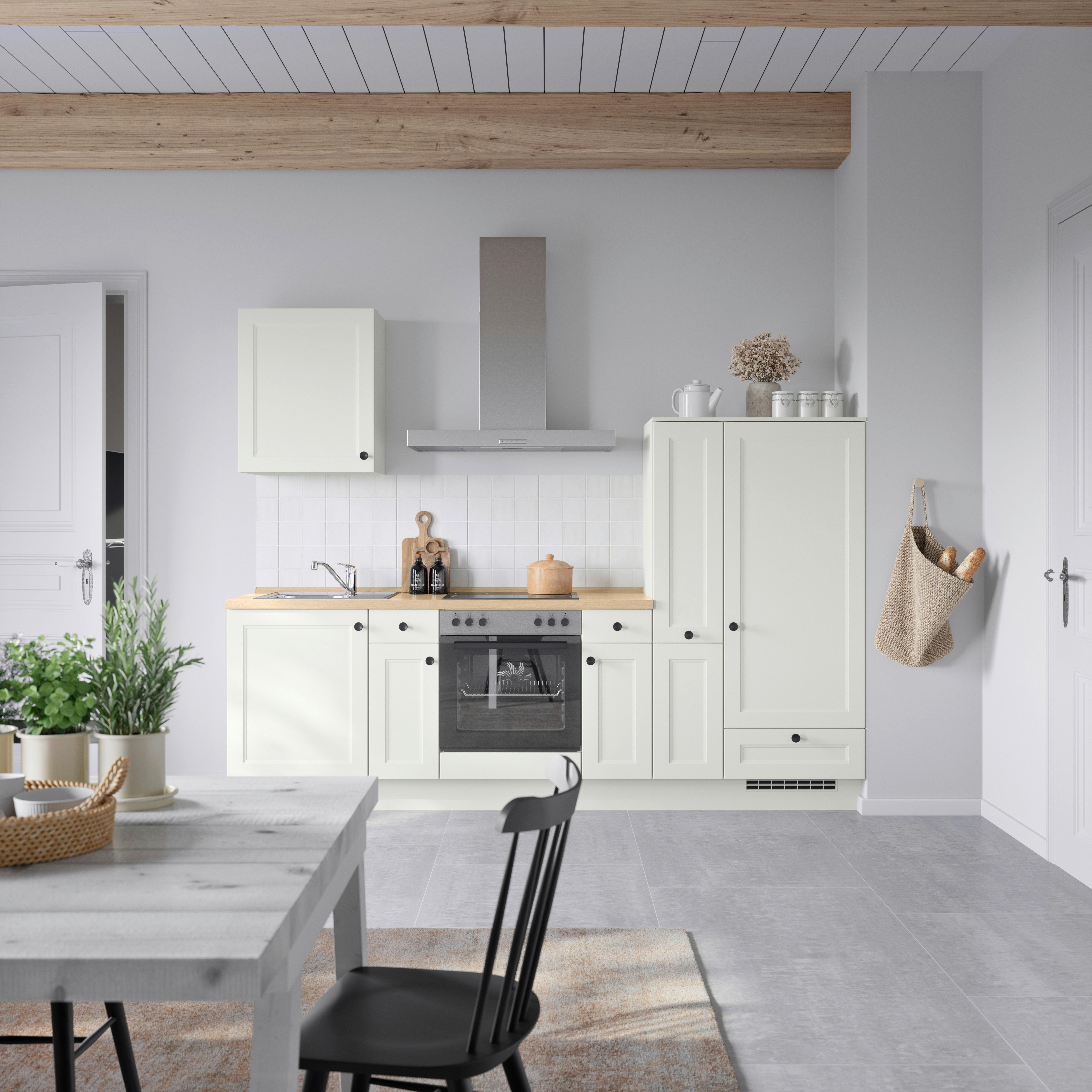 Küchenblock Cascada Low m. Geräten Weiß - Eichefarben/Schwarz, MODERN, Holzwerkstoff/Metall (270cm) - Nobilia