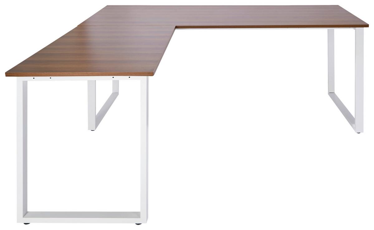 Kotna Pisalna Miza Workspace Xl I, Oreh - barva oreha/bela, Basics, kovina/leseni material (180/180/75,5cm) - MID.YOU