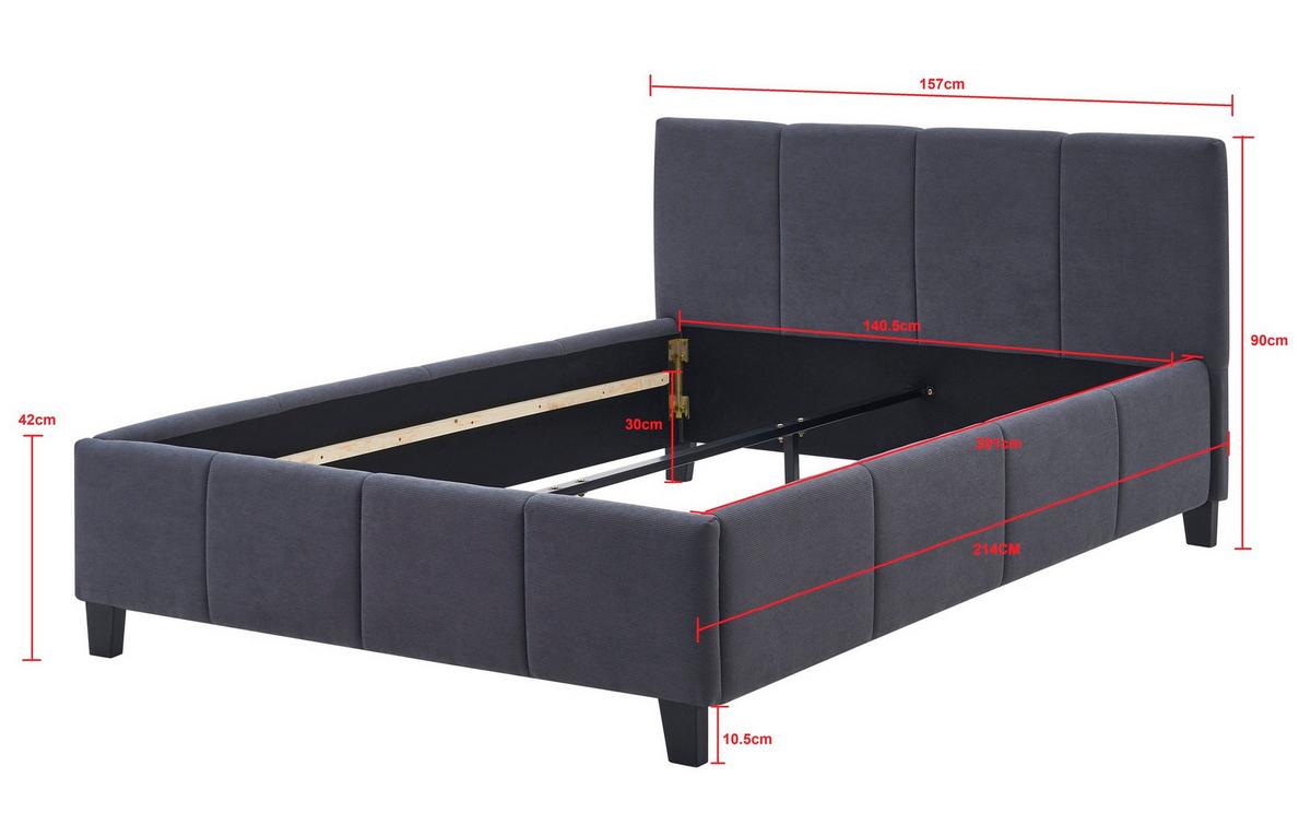 Pat tapițat CRAZY -EXKLUSIV- - gri închis/culoare natur, Modern, lemn/metal (140/200cm) - Modern Living