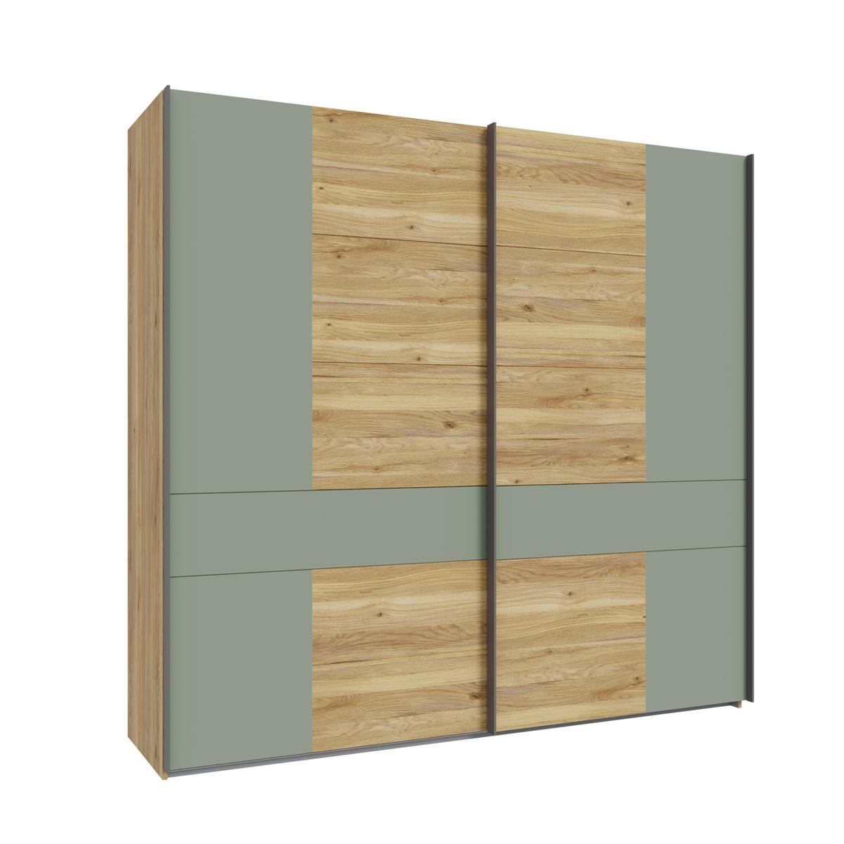 Omara Z Drsnimi Vrati Whenua, Barva Hrasta, Zelena - barve hrasta/žajbljevo zelena, Moderno, kovina/leseni material (220/210,5/62cm) - Mömax