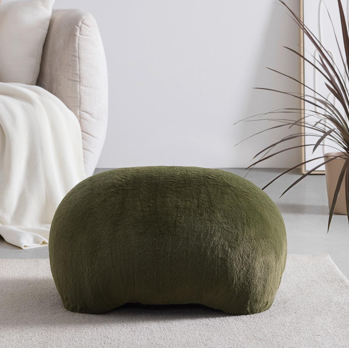 Hocker Marla Grün Kunstfell - Grün, MODERN, Holzwerkstoff/Textil (61,5/36,5/49cm) - Mömax