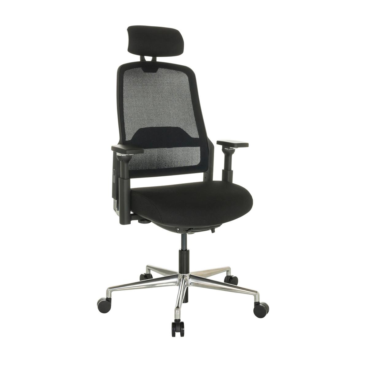 Drehstuhl Teraro AX Schwarz - Silberfarben/Schwarz, Basics, Kunststoff/Textil (65/111-126/61cm) - MID.YOU