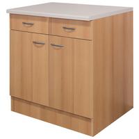 Kuhinjska Spodnja Omarica Nano, Barva Bukve - barve nerjavečega jekla/barve bukve, Moderno, umetna masa/leseni material (80/85/57cm) - FlexWell