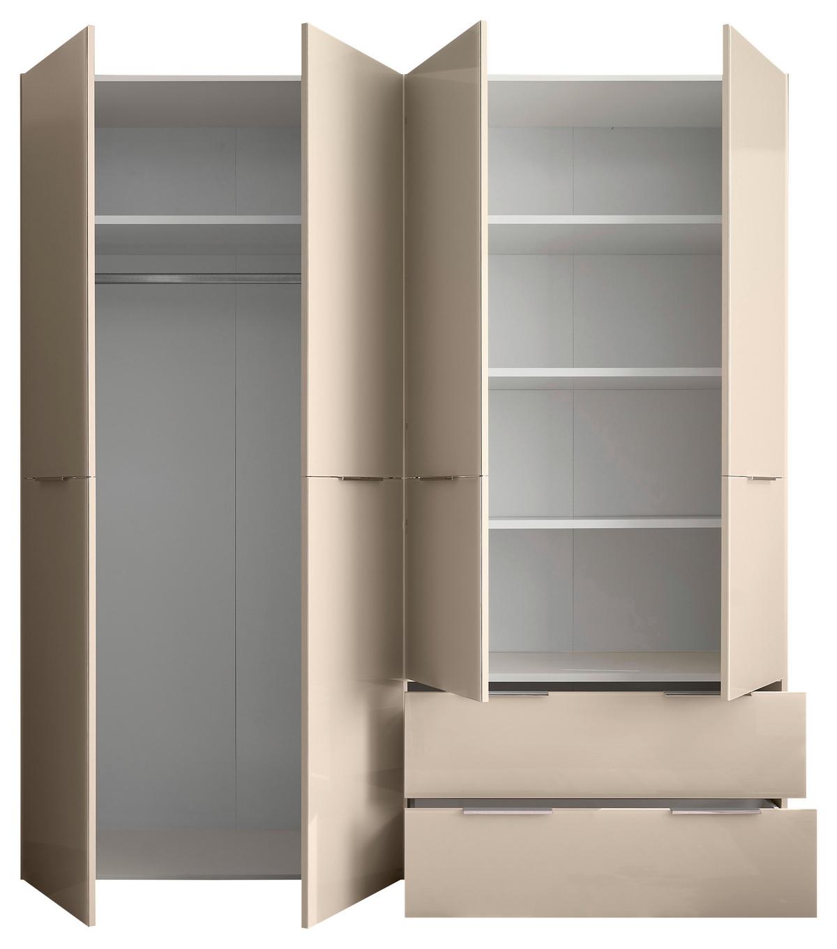 Drehtürenschrank Siena Kaschmirfarben - Kaschmir/Chromfarben, KONVENTIONELL, Glas/Holzwerkstoff (200/212/57cm) - Premium Living