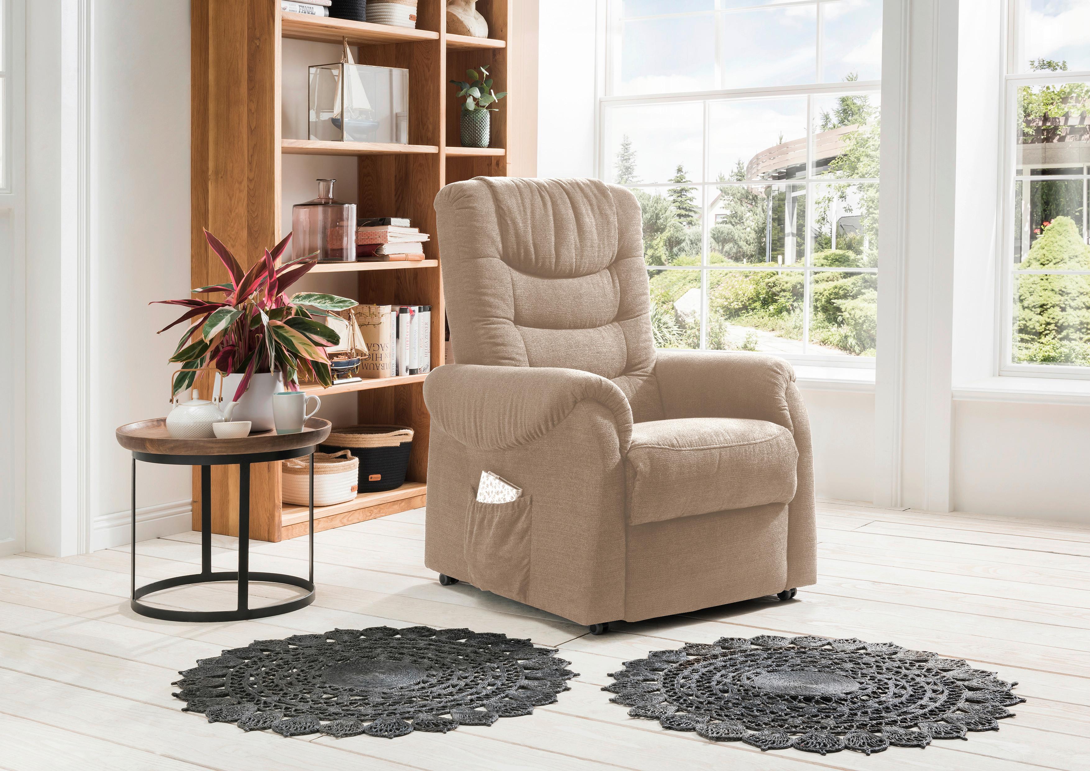 Fernsehsessel Nino Hellbraun Nylon/Struktur - Hellbraun/Dunkelgrün, Design, Holz/Kunststoff (76/106/94cm) - Livetastic