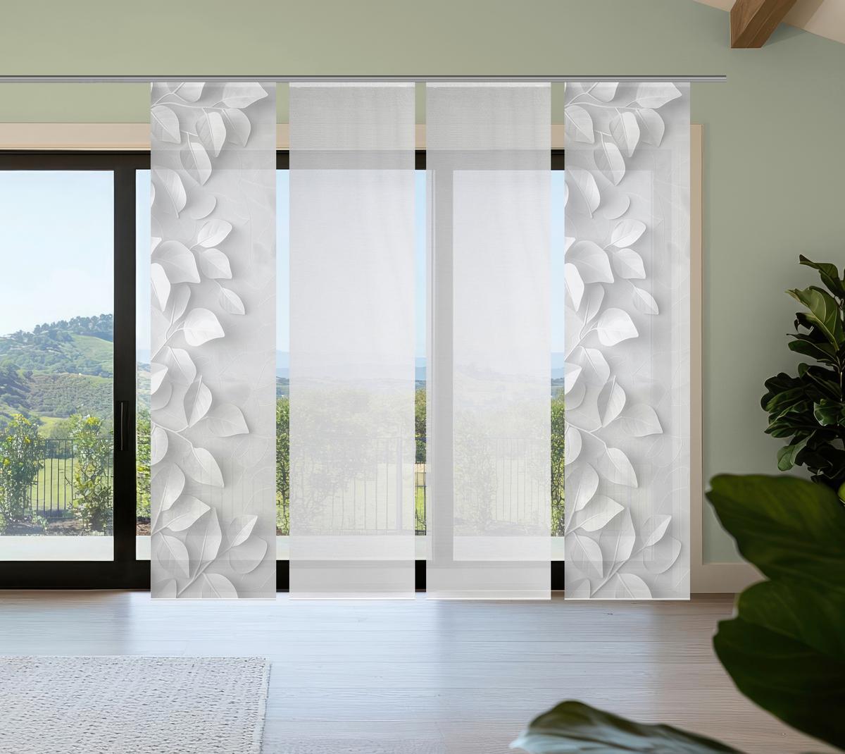ZASŁONA PANELOWA RIXA 4-CZĘŚCIOWA - jasnoszary/biały, Design, tkanina (60/260cm)