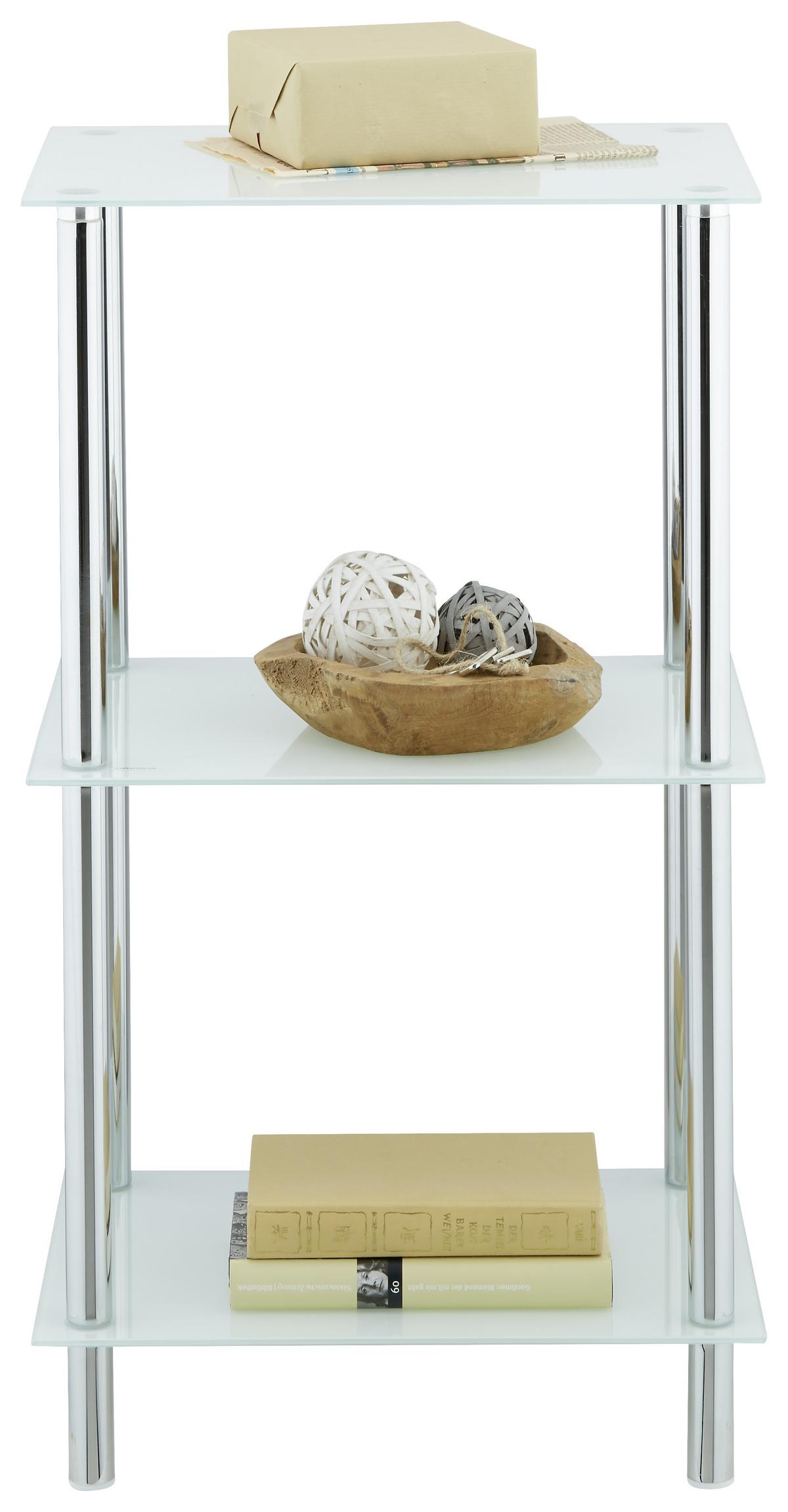 Regal Weiss - Chromfarben/Weiss, Modern, Glas/Metall (40/72/30cm) - Mömax