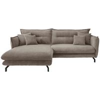 Wohnlandschaft Lava Graubraun Cord - Graubraun/Schwarz, MODERN, Textil/Metall (180/255cm) - Livetastic