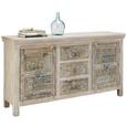 Sideboard in Weiß/Blau - Blau/Braun, Holz/Metall (170/90/45cm) - PREMIUM LIVING