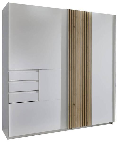 Tolóajtós Szekrény Coburg - Artisan tölgy/fehér, Modern, faalapú anyag/fém (180/198/65cm)