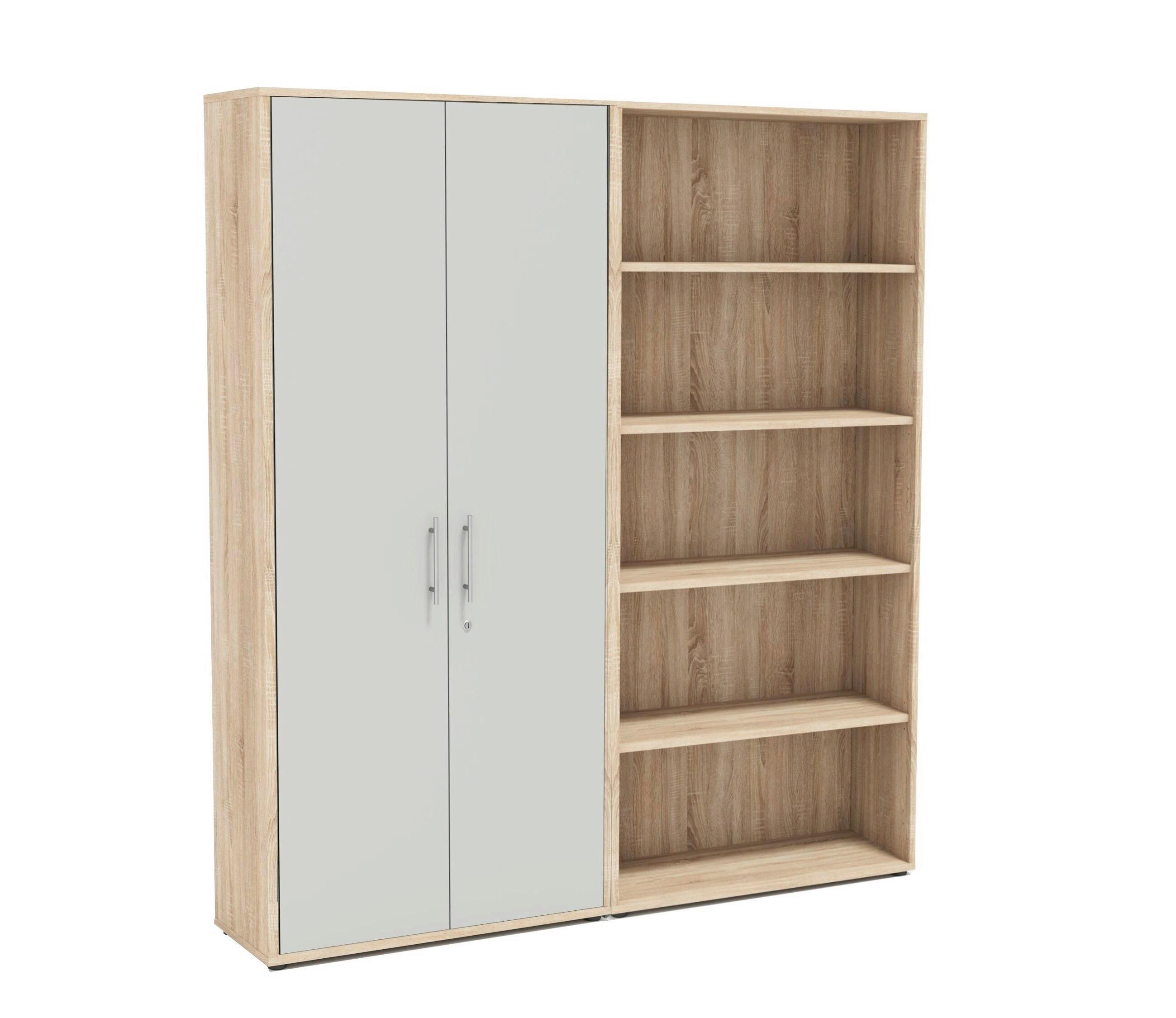 AKTENSCHRANK OFFICE EDITION - SW SET 1 HOCH - Hellgrau/Grau, MODERN, Holzwerkstoff (168,8/185,6/33cm) - MID.YOU