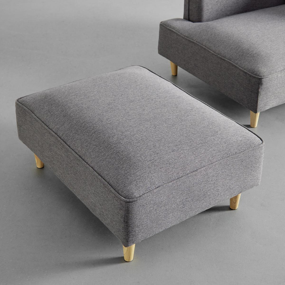 Modulsofa Fanny Dunkelgrau Leinenoptik mit Hocker - Dunkelgrau/Naturfarben, MODERN, Holz/Textil (154/55/73cm) - Bessagi Home