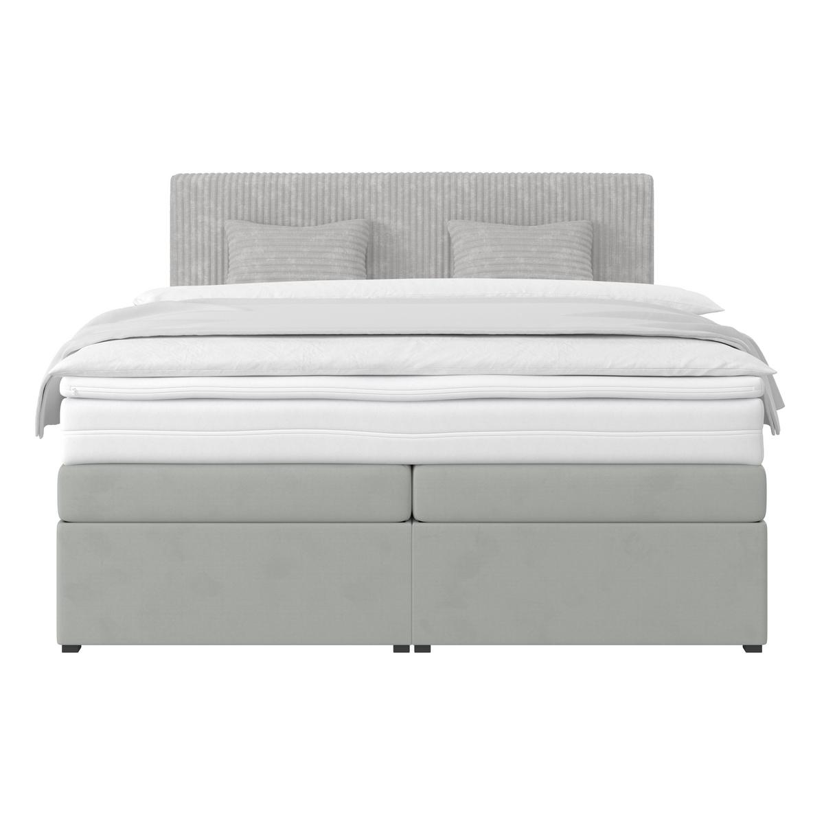 Boxspring Krevet Rossa - srebrne boje/crna, Moderno, drvni materijal/tekstil (180/200cm) - Modern Living