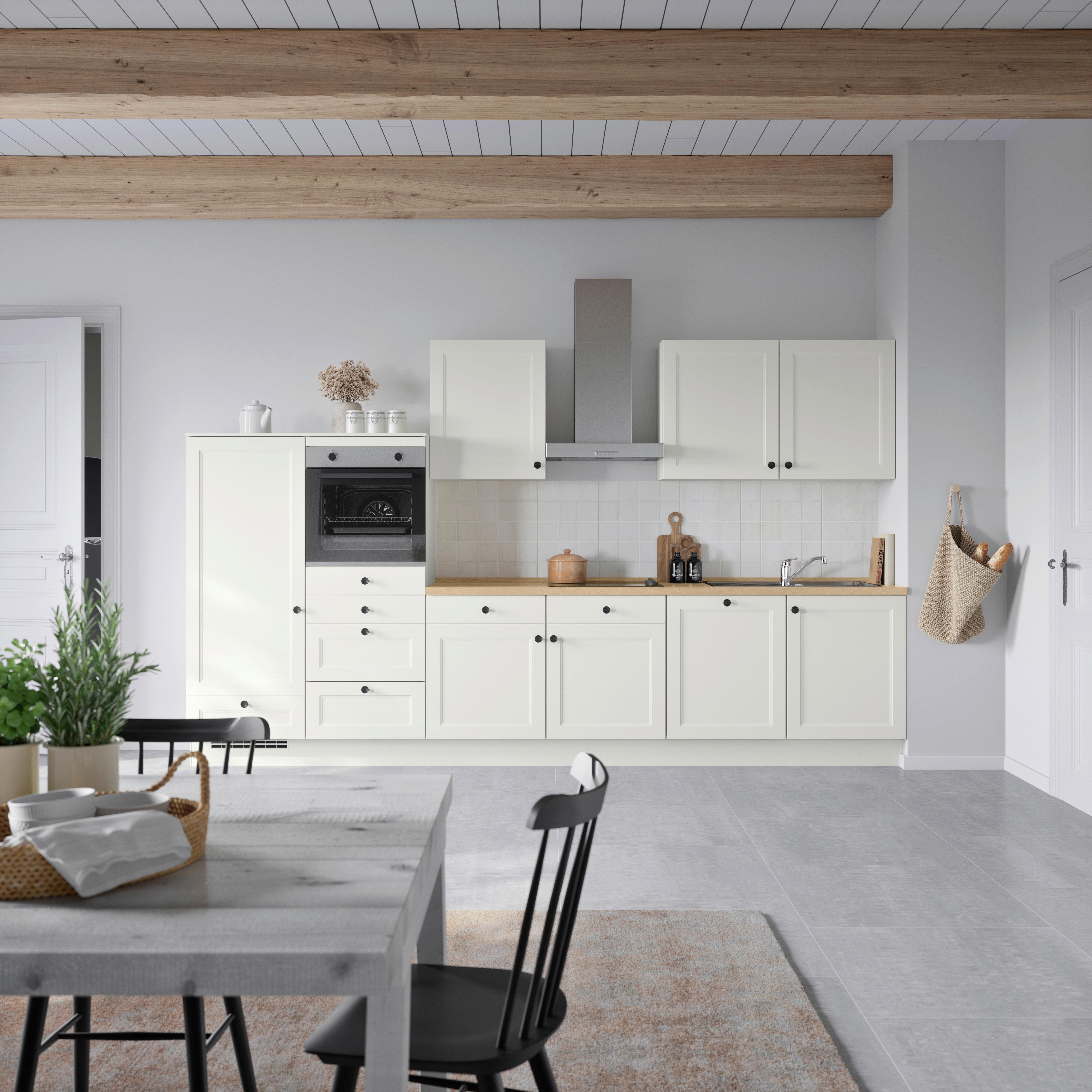 Küchenblock Cascada Low m. Geräten Weiß - Eichefarben/Schwarz, MODERN, Holzwerkstoff/Metall (360cm) - Nobilia