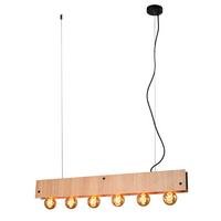 Hängeleuchte Argo Schwarz/Eiche max. 22 Watt - Eichefarben/Schwarz, Natur, Metall (100/9/150cm)
