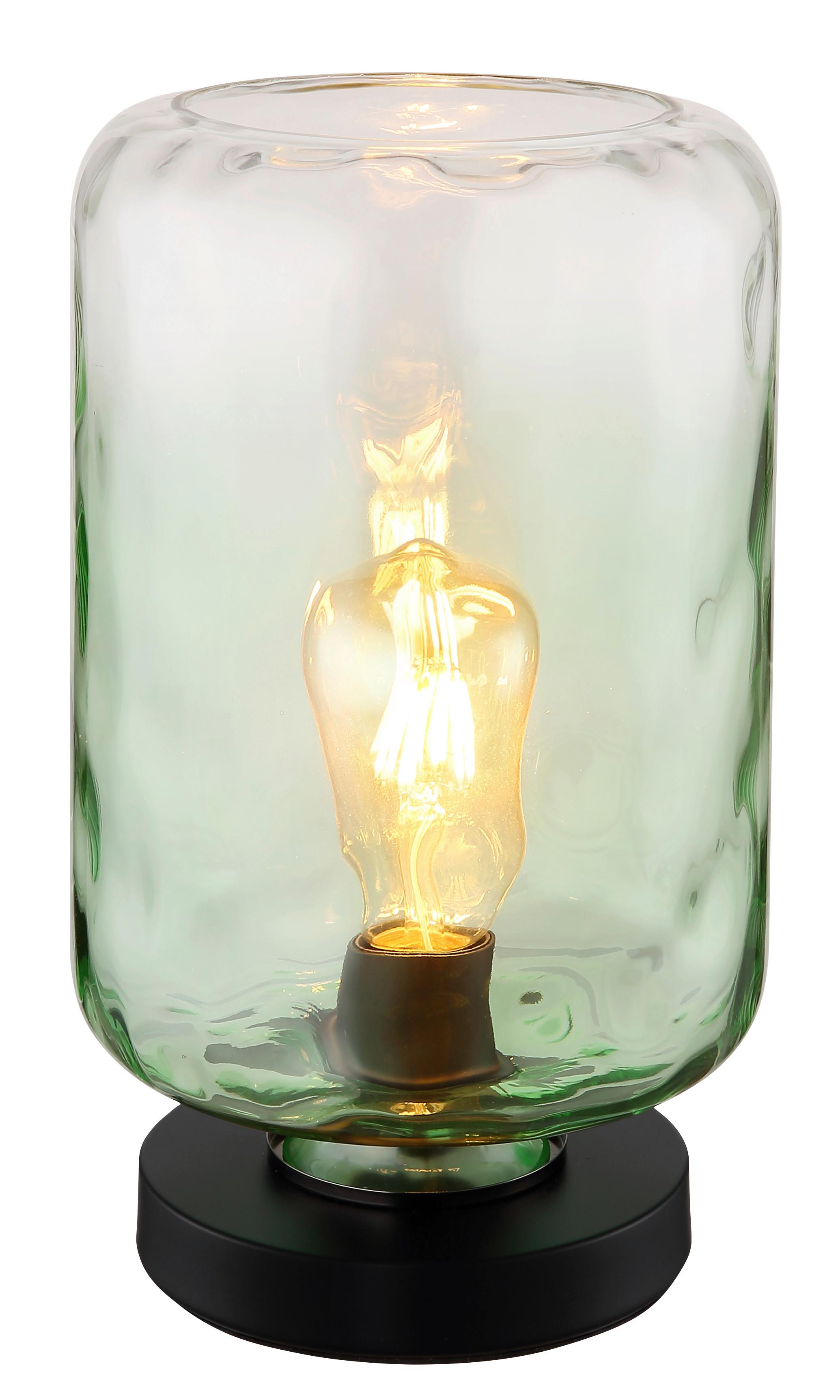 Tischleuchte Darina Grün/Klar max. 60 Watt - Klar/Schwarz, KONVENTIONELL, Glas/Metall (19/32,5cm) - Globo