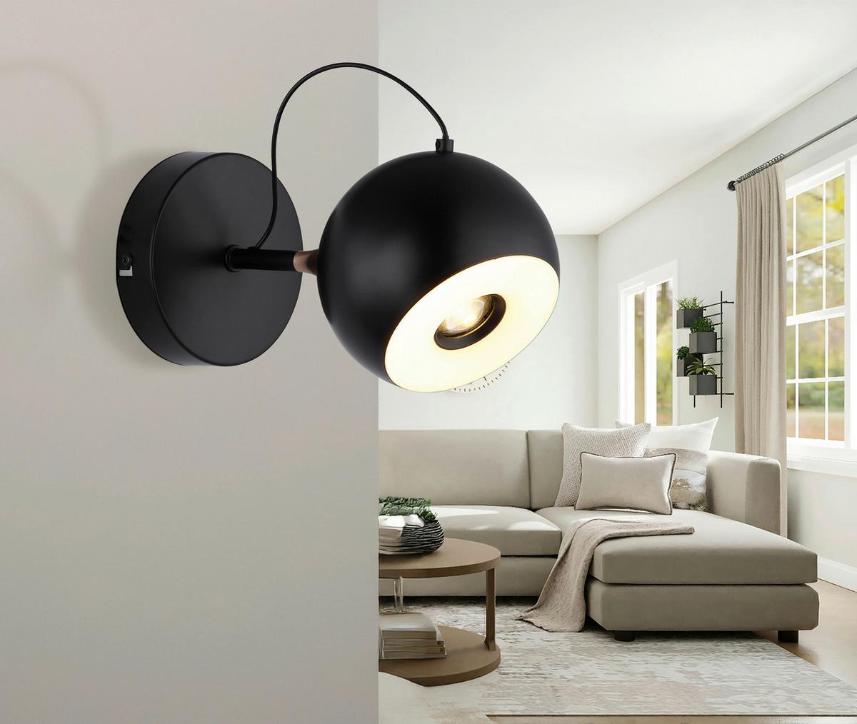 Led Zidna Svjetiljka 15771w Donovan - bijela/crni krom, Design, metal/plastika (12/21,5cm) - Globo