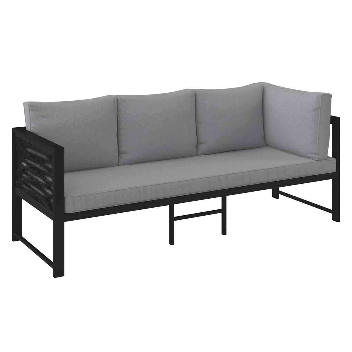 Dining-Loungeset Pergolina Grau Metall/Outdoorstoff - Dunkelgrau/Hellgrau, MODERN, Kunststoff/Textil (194/245cm) - Bessagi Garden