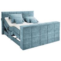 Boxspringbett Denver Blau ca. 180x200 cm mit Topper - Blau, KONVENTIONELL, Textil (180/200cm) - Carryhome