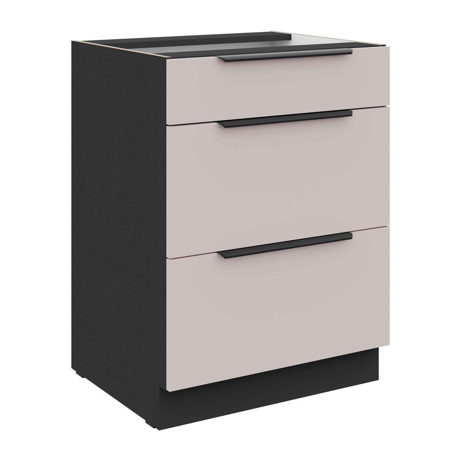 Baza 60 3 Ladice Arona - bijela/bež, Moderno, drvni materijal/metal (60/82/52cm)