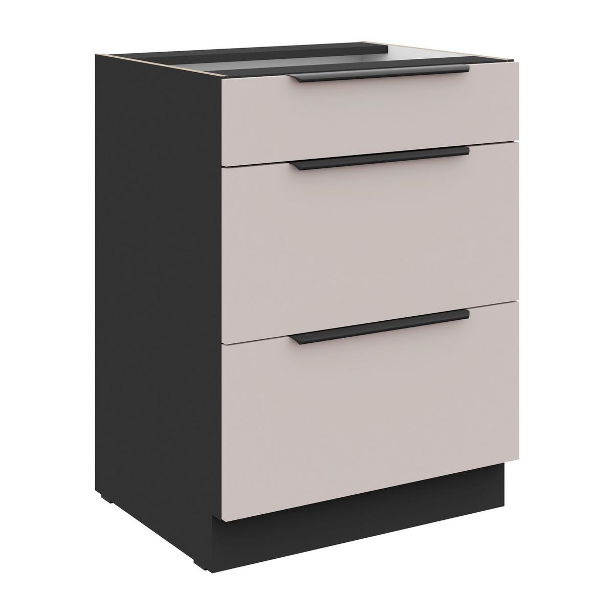 Baza 60 3 Ladice Arona - bijela/bež, Moderno, drvni materijal/metal (60/82/5cm)