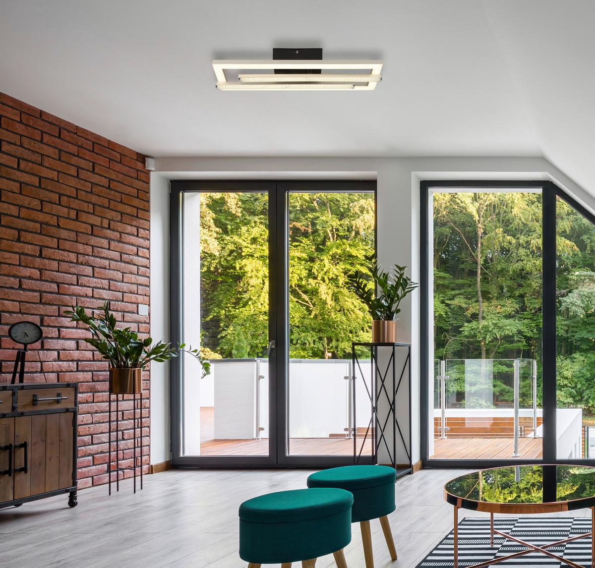 LED-Deckenleuchte Wina Klar/Schwarz ca. 24 Watt - couleur nickel/clair, Modern, métal/matière synthétique (40/37,5/6,3cm) - Mömax