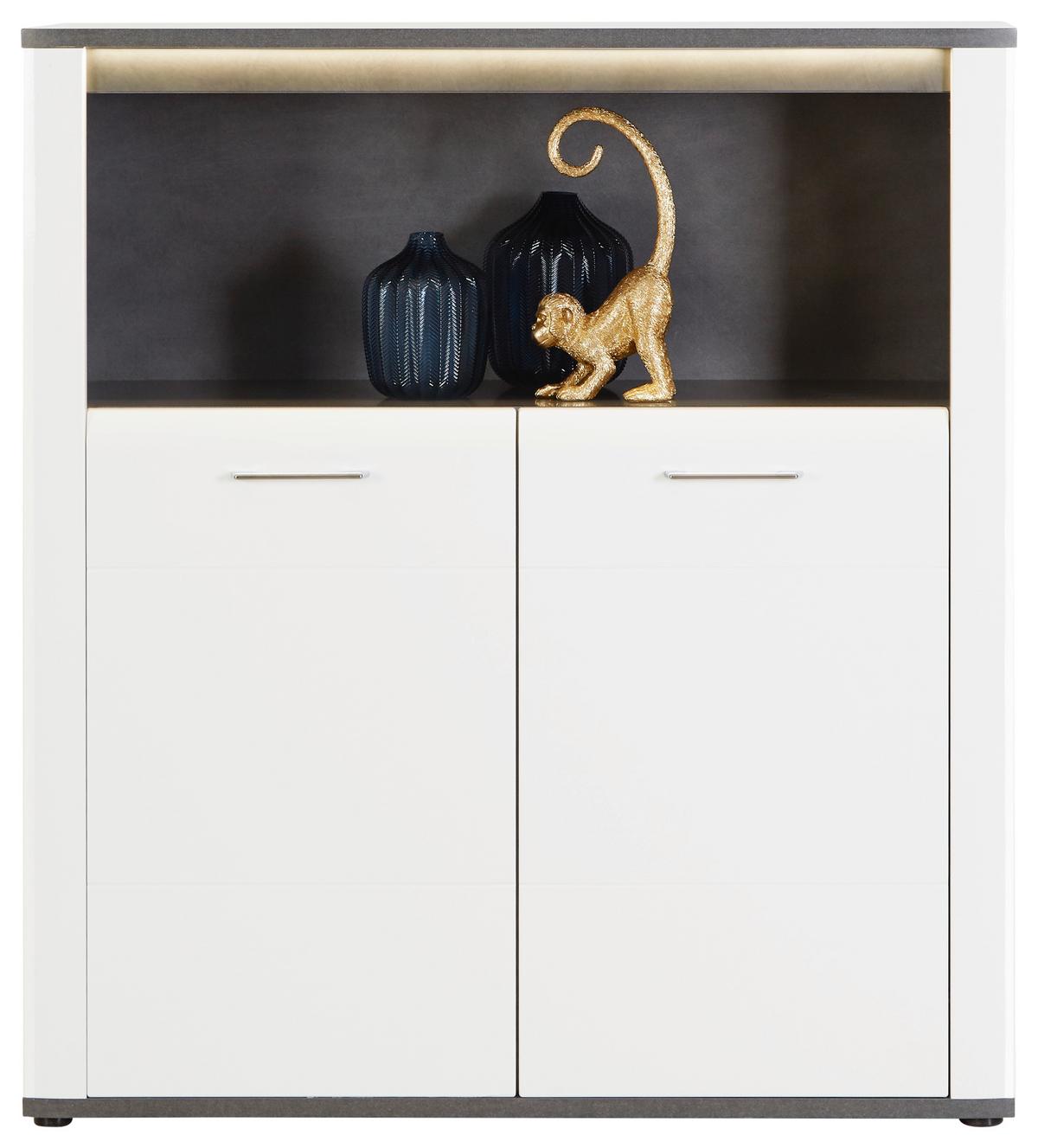 Comodă înaltă Alassio - alb/grafit, Modern, material pe bază de lemn (109/122/37,5cm) - Modern Living