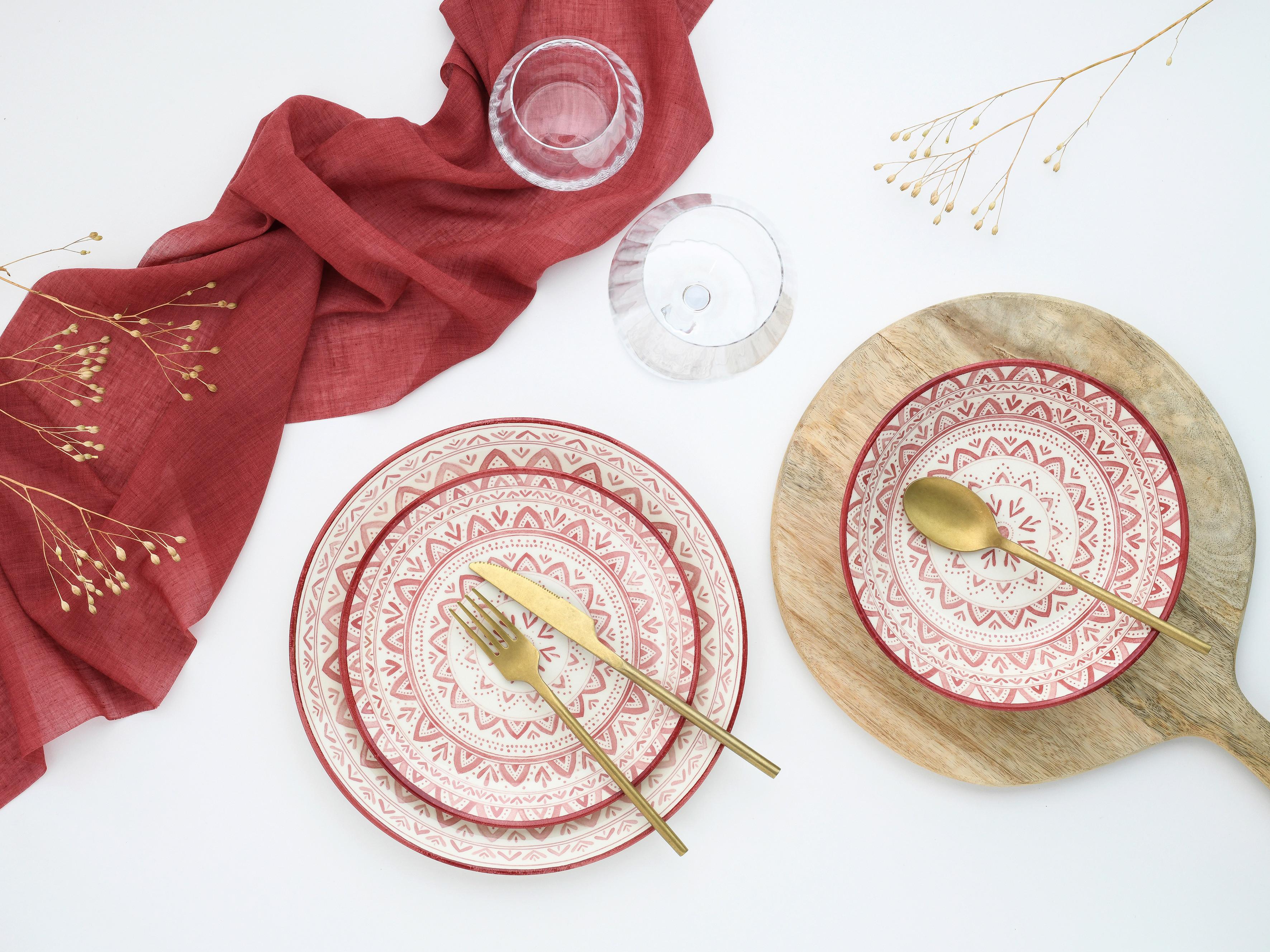 Jedilni Servis Mexico, 18-Delni - opečnato rjava/bela, Basics, keramika - Creatable