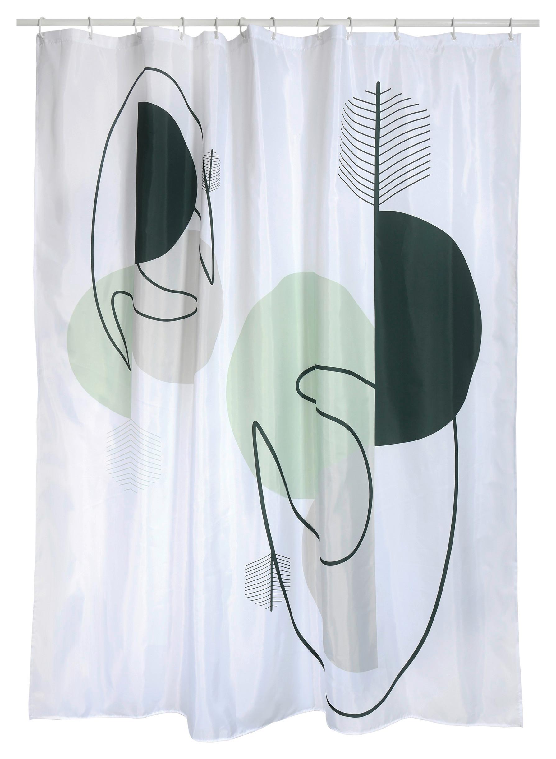 Duschvorhang Minimalist Style - Weiss/Grün, Konventionell (180/200cm) - Spirella