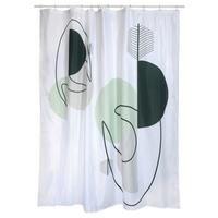 Duschvorhang Minimalist Style - Weiss/Grün, Konventionell (180/200cm) - Spirella