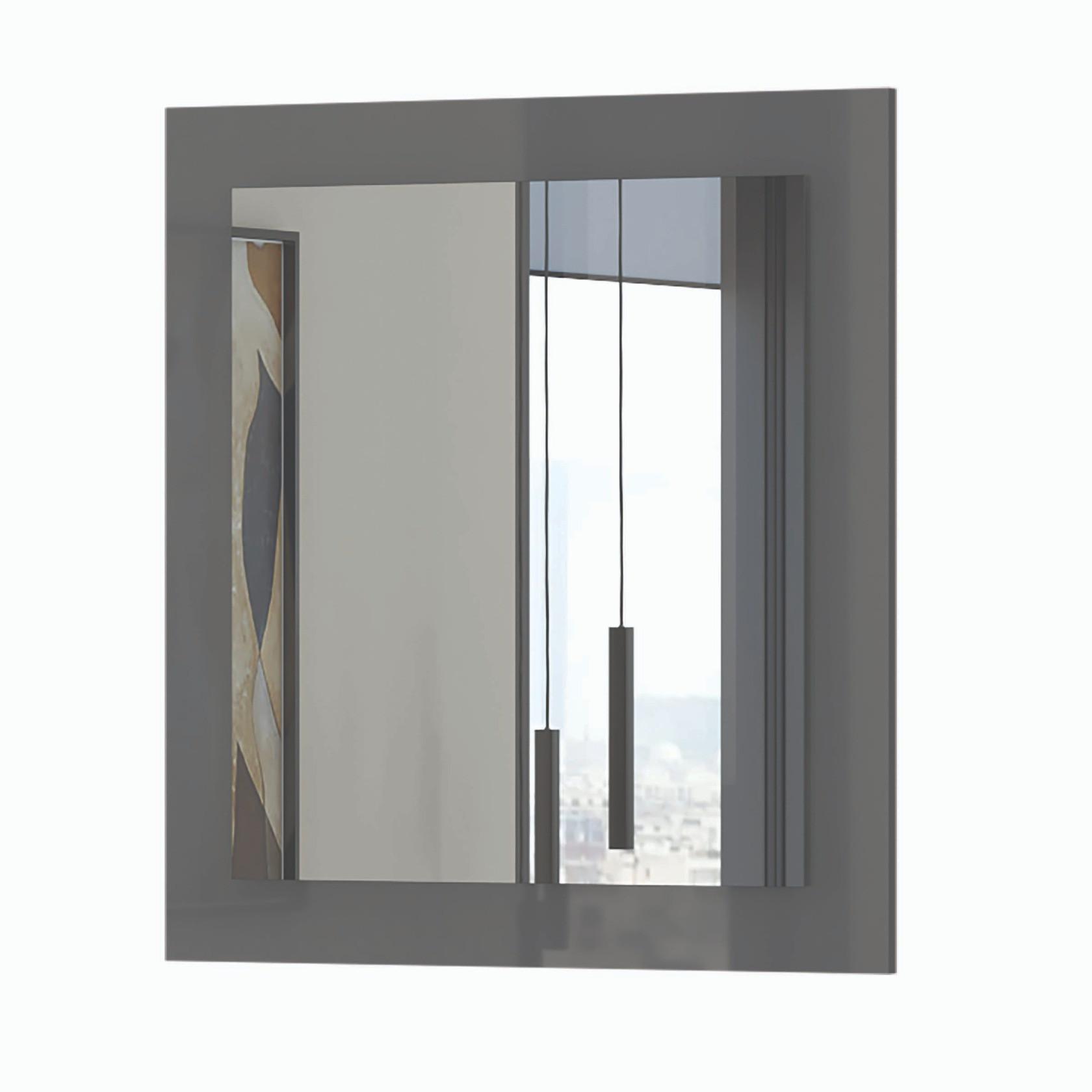 Fali Tükör Onyx - antracit, Modern, faalapú anyag/Üveg (76/82/3cm)