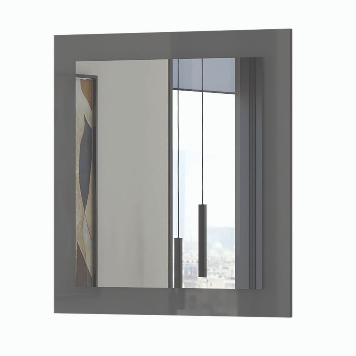 Fali Tükör Onyx - antracit, Modern, faalapú anyag/Üveg (76/82/3cm)