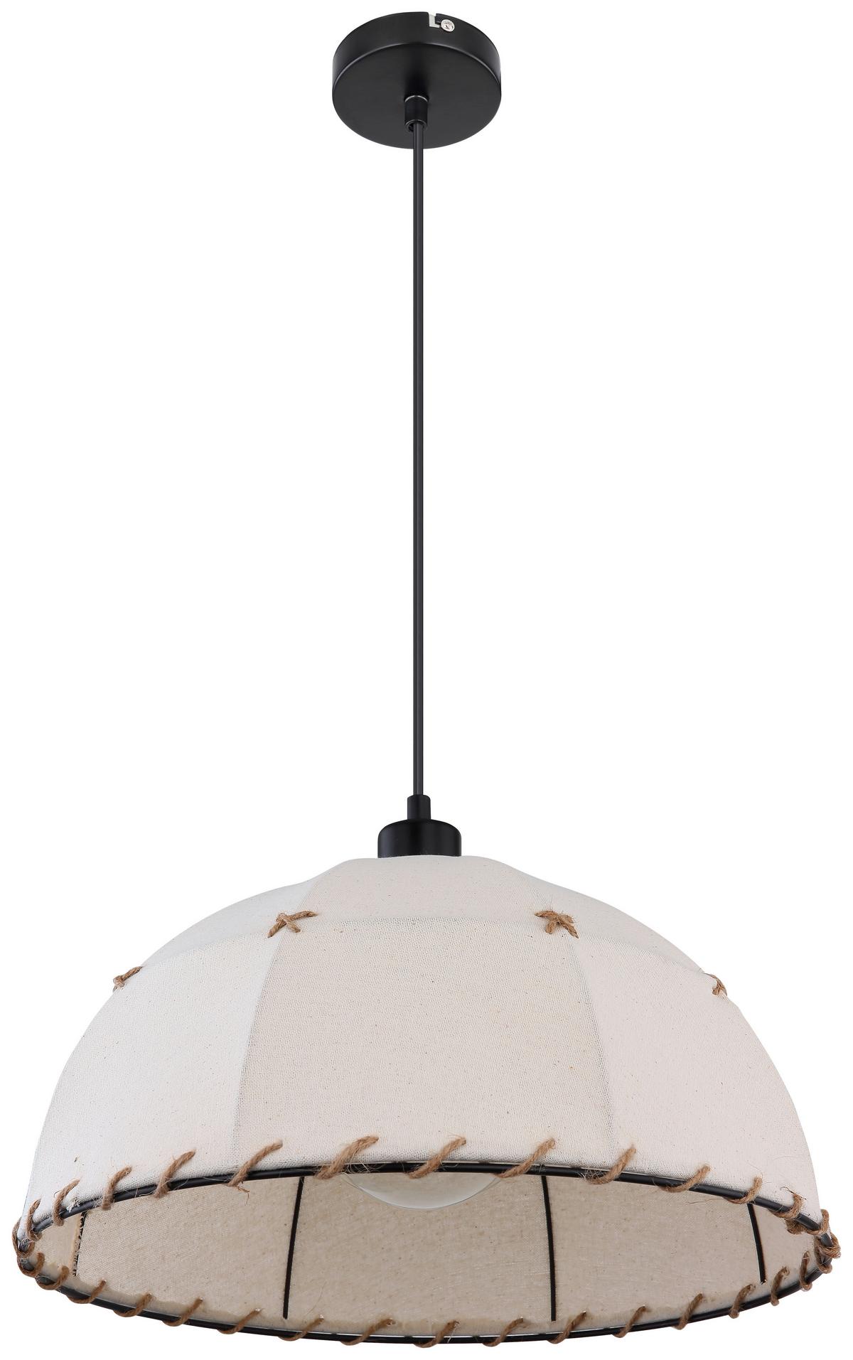 Hängeleuchte Rex max. 60 Watt - Beige/Schwarz, Natur, Naturmaterialien/Textil (40/120cm) - Globo