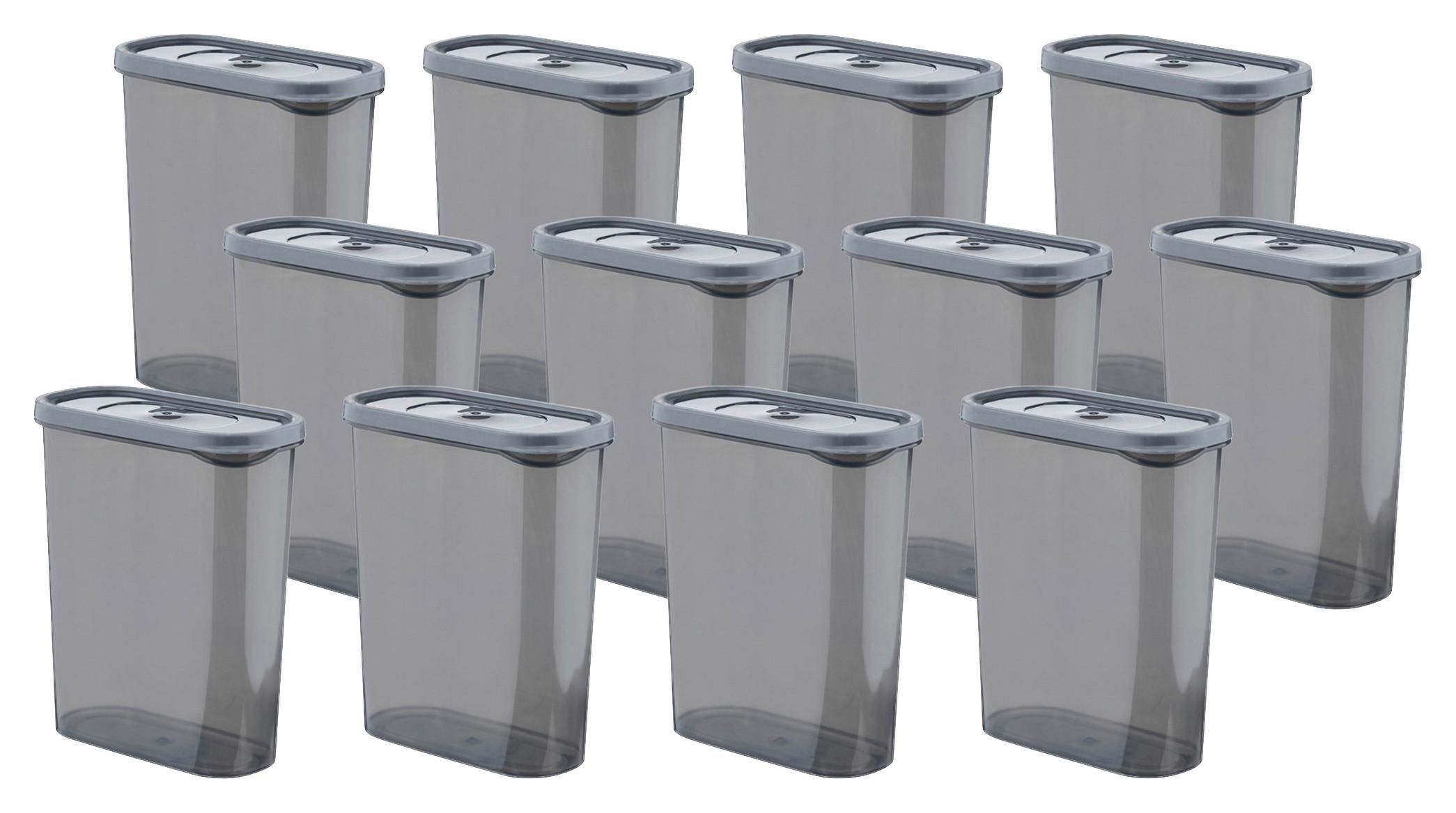 ZESTAW POJEMNIKÓW KUCHENNYCH AKY-2000-12 - antracytowy, Basics, tworzywo sztuczne (17/21/8cm)