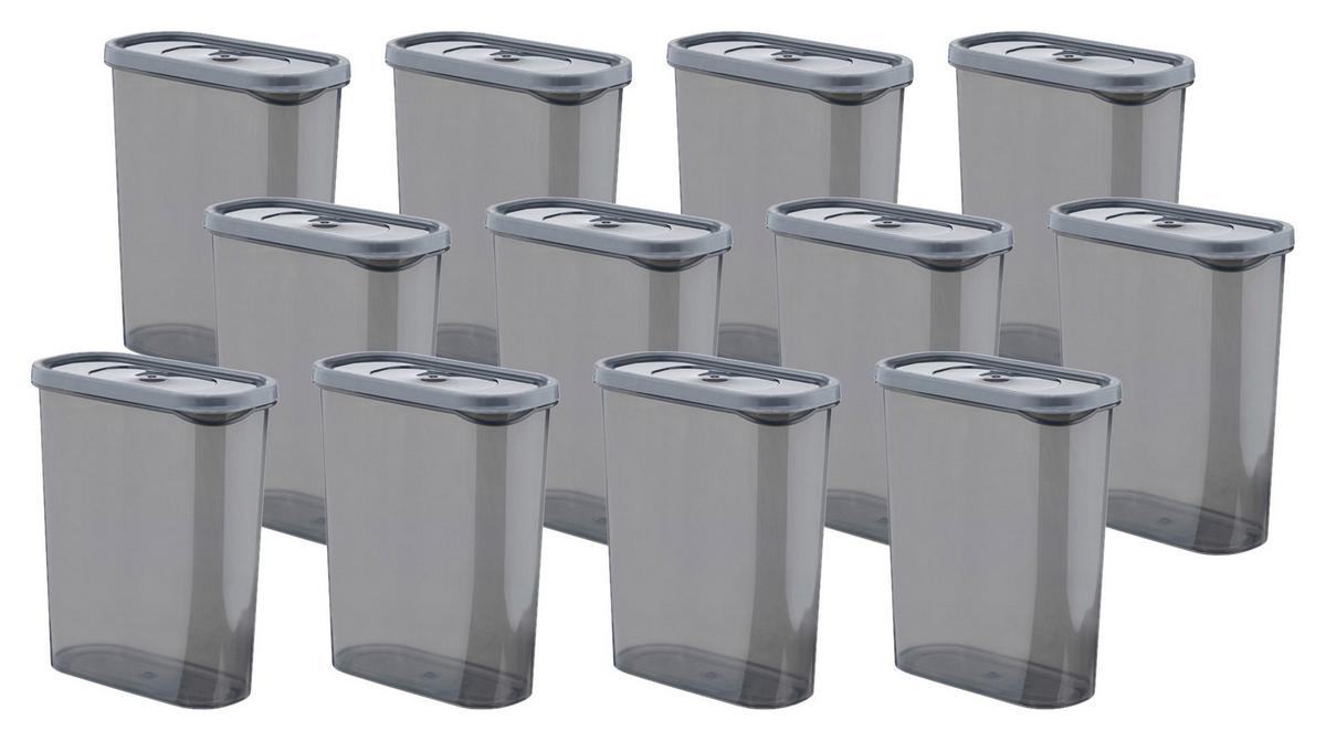 ZESTAW POJEMNIKÓW KUCHENNYCH AKY-2000-12 - antracytowy, Basics, tworzywo sztuczne (17/21/8cm)